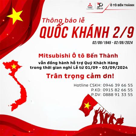 THÔNG BÁO LỊCH LỄ QUỐC KHÁNH 02/09